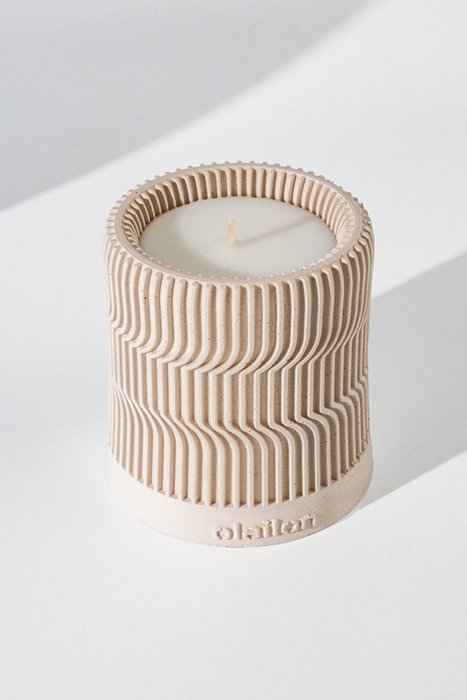 Aberto Design Vela Beige de Concreto con Aroma a Ámbar para Decoración del Hogar Elegante y Sofisticada